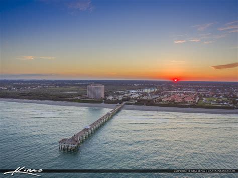 Juno Beach Pier Sunset from Ocean