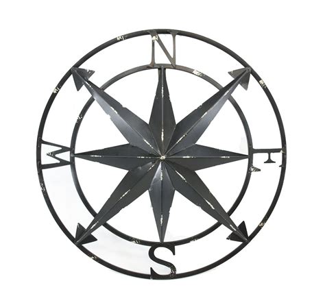 20 Inch Distressed Metal Compass Rose Nautical Wall Decor Indoor ...