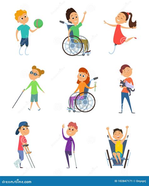 Disabled People. Wheelchair For Kids. Children With Disability. Vector ...