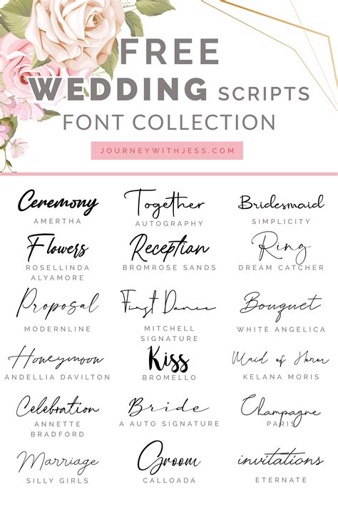 Free Font Collection: Wedding Scripts — Journey With Jess | Inspiration ...