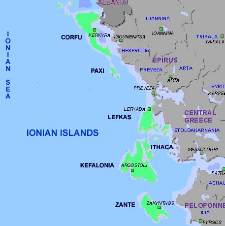 Ionian Islands Map Province Area | Map of Greece Regional Political ...