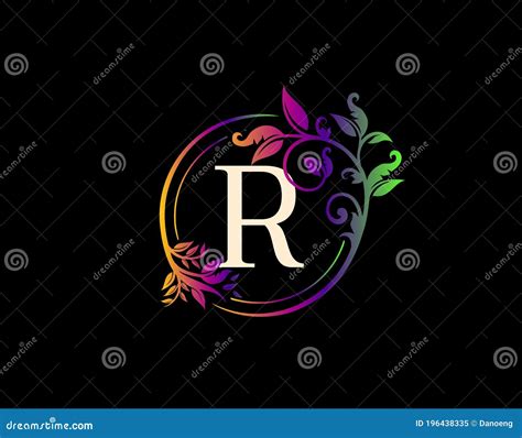 Luxury R Letter Floral Design. Colorful Urban Swirl R Logo Icon Stock ...