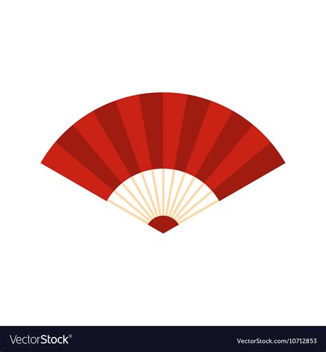 Red japanese fan icon flat style Royalty Free Vector Image