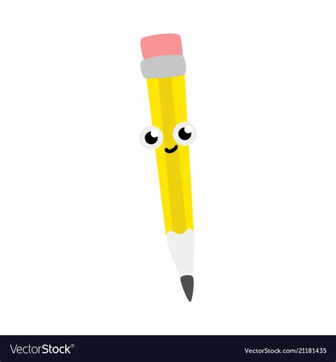 Cute simple pencil with eraser cartoon character Vector Image