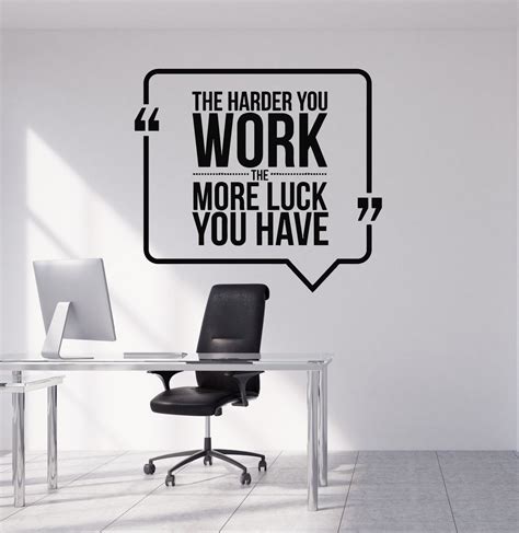 Vinyl Wall Decal Motivational Quote Hard Work Office Decorating Art St ...