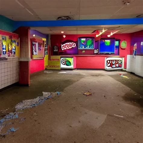 Photo Of An Abandoned Chuck E Cheese Taken At Night Stable Diffusion