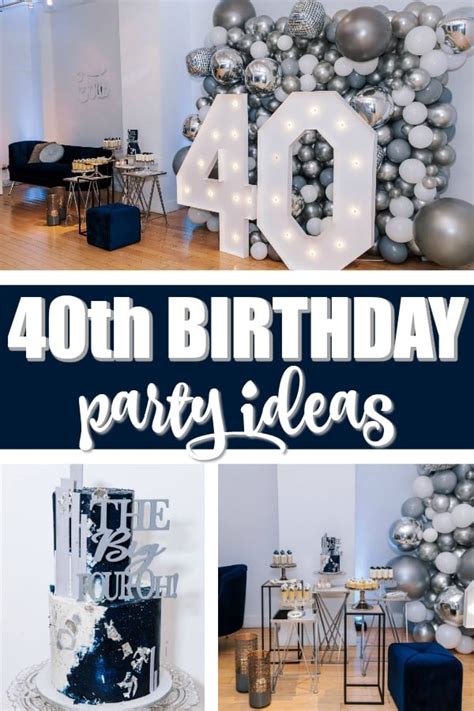 Navy Blue and Silver 40th Birthday Party - Pretty My Party