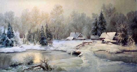 An oil painting | Landscape photos | Winter landscape painting ...