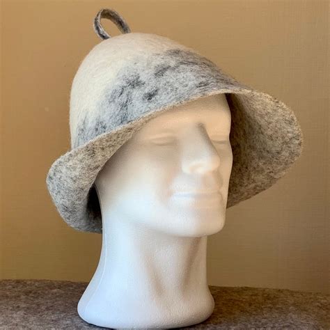 Felted Sauna Hat Natural Wool Sauna Hat White Gray Spa Hat - Etsy