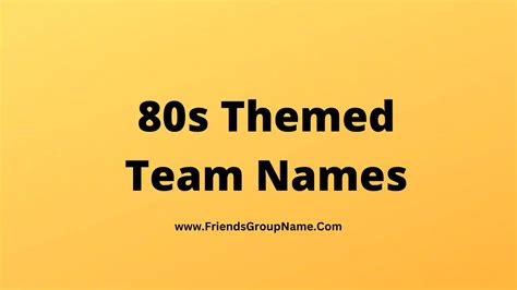 80s Themed Team Names 2024