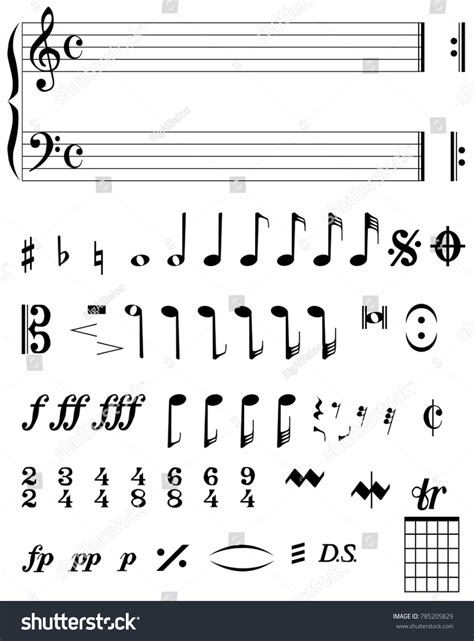 Selection Musical Notes Symbols Stock Vector (Royalty Free) 785205829 ...