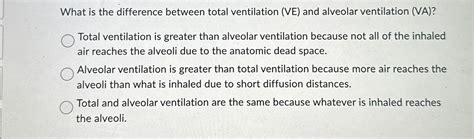 Solved What is the difference between total ventilation (VE) | Chegg.com