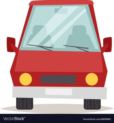 Red cartoon car front view design flat Royalty Free Vector