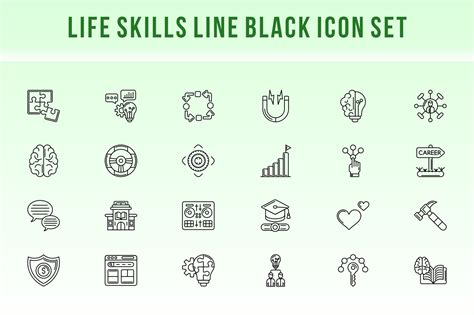 Life Skills Line Icon Set Graphic by Graphic Nehar · Creative Fabrica