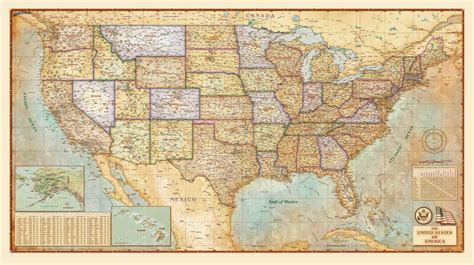 United States Antique Wall Map by Compart - The Map Shop