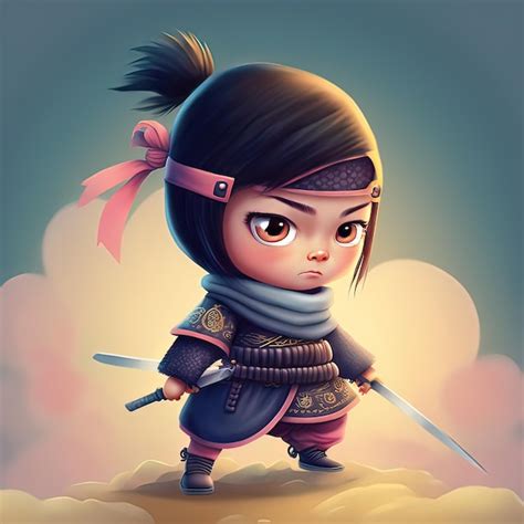 Premium Photo | Cartoon ninja girl a beautiful japanese ninja girl ...