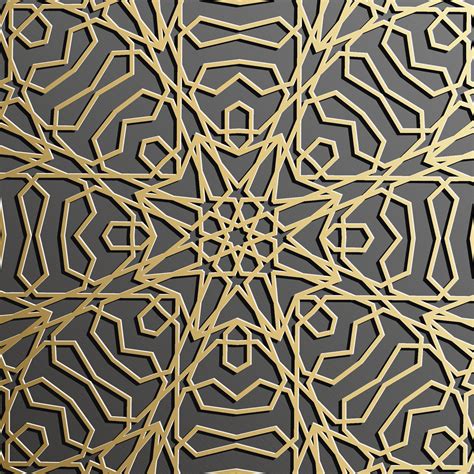 Gold islamic pattern on black background. Islamic ornament vector ...