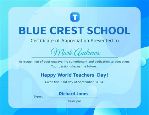 Free World Teachers' Day Certificate Template - Edit Online & Download ...