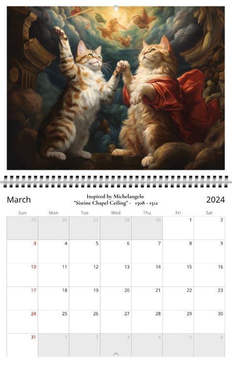 2024 Cat Art Calendar: Funny Iconic Masterpieces Wall Calendar - Etsy