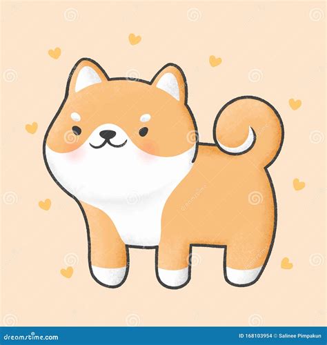 Shiba Inu Dog Sit Cartoon Character Vector Illustration Cartoondealer