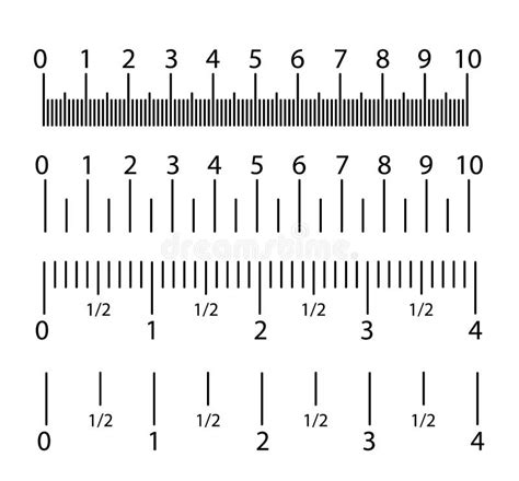 Inch and Metric Rulers Set. Centimeters and Inches Measuring Scale Cm ...