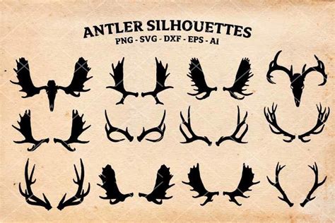 Antler Silhouettes SVG - Vector & PNG Graphic by SeaquintDesign ...