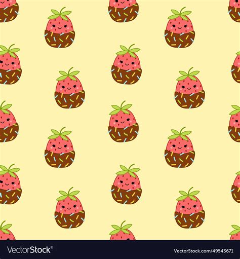 Yellow seamless pattern with strawberry Royalty Free Vector