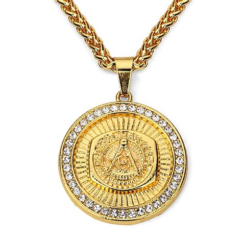 Masonic Pendant Necklace Men Hip Hop Jewelry 2017 Gold Color Chain ...