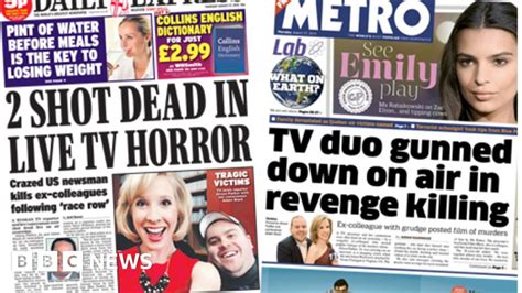 Newspaper headlines: Papers react to US TV shootings - BBC News