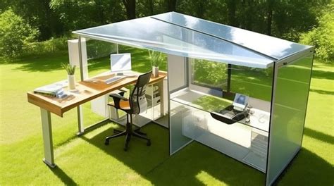 Premium AI Image | A home office with a transparent solar powered desk