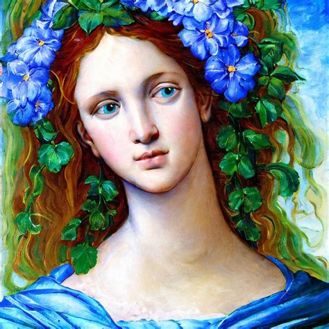 Girl + flower circlet renaissance painting 007(AI) by zarodas on DeviantArt