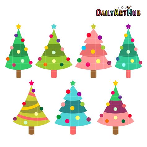 Simple Christmas Trees Clip Art Set – Daily Art Hub // Graphics ...