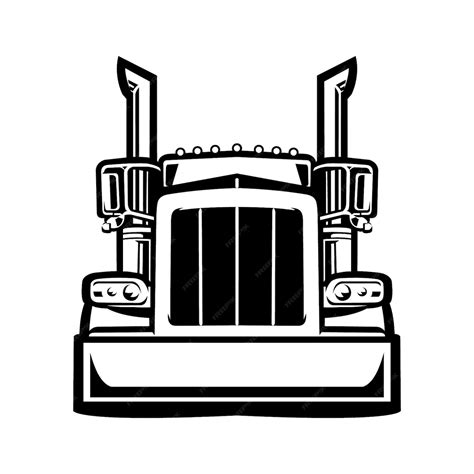 Premium Vector | Semi truck silhouette front view black and white ...