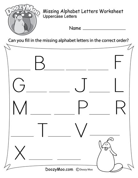 Missing Letter Worksheets (Free Printables) - Doozy Moo