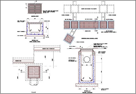 Catch basin construction detail dwg file - Cadbull