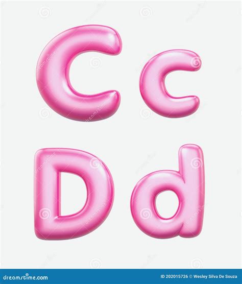 Letters C Dbublle Font Bubble Gum 3d Render Set Of Pink Cartoon