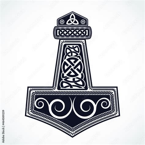 Thor hammer mjolnir ornamental viking symbol Stock Vector | Adobe Stock