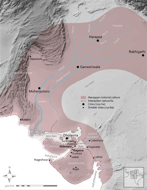 Map of the Indus Civilization showing archaeological sites mentioned in ...