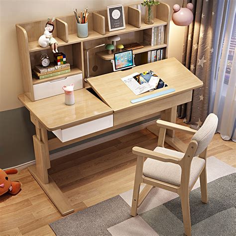 Height-Adjustable Study Desks/Solid Wood Study Desk with Shelf/Home Of ...