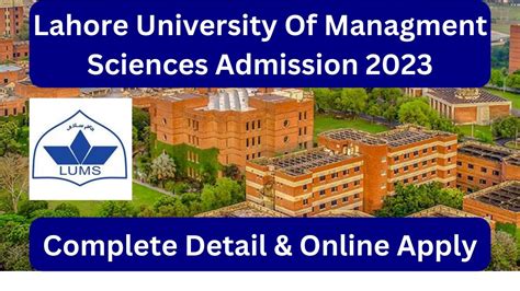 LUMS University Lahore Admission 2023 | How To Apply In LUMS University ...