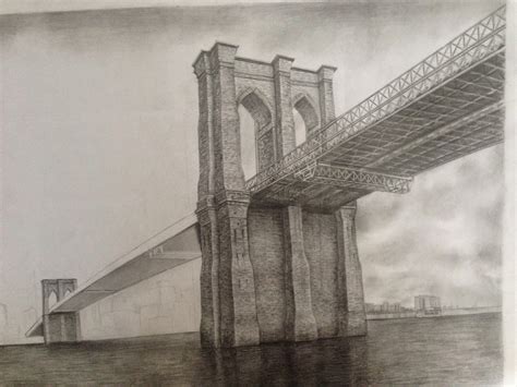 Brooklyn Bridge - pencil drawing - Dreams of an Architect