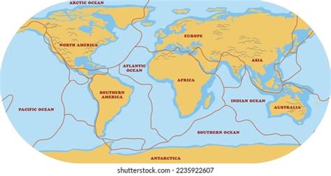 Map Tectonic Plates Boundaries Illustration Stock Vector (Royalty Free ...