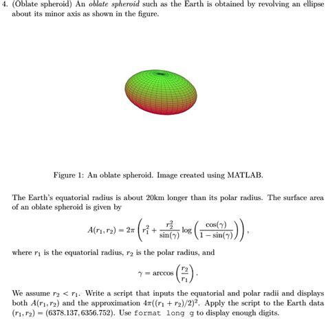 oblate spheroid an oblate spheroid such as the earth is obtained by ...