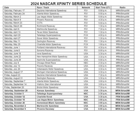 2024 Nascar Xfinity Series Schedule - Dahlia Delcine