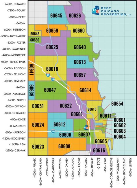 Zip code map Chicago - Chicago area zip code map (United States of America)