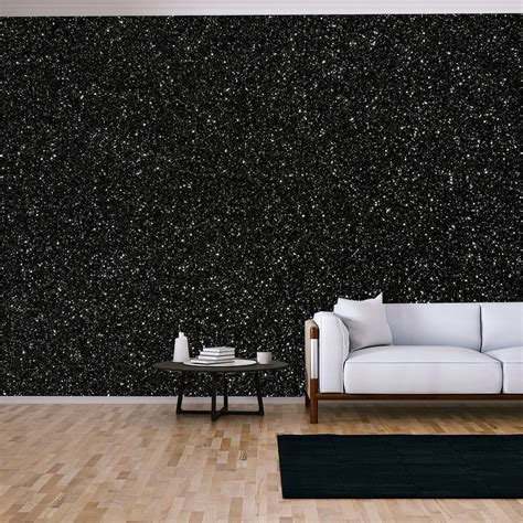 Black Glitter Texture Dark Background Wallpaper Living Room Mural - Etsy