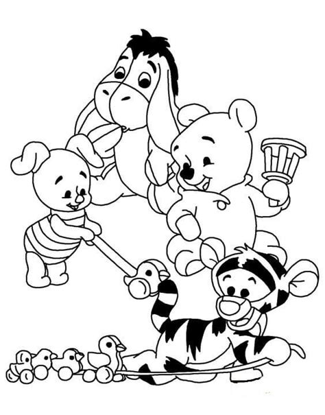 Bebé Winnie The Pooh Y Amigos Para Colorear Imprimir E Dibujar