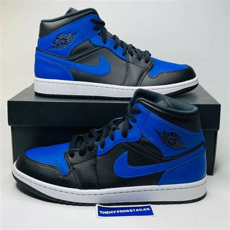 Nike Air Jordan 1 Mid Hyper Royal Blue Black Men's & GS Sizes 554724 ...