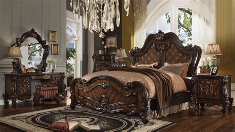 Acme Versailles Bedroom Set in Cherry OakMedia Title Wood Panel Bedroom ...