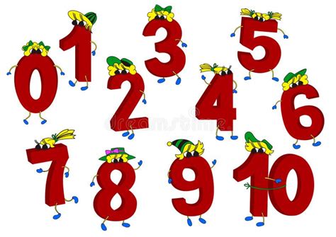 Set of 3D Funny Animated Red Numbers Stock Vector - Illustration of ...